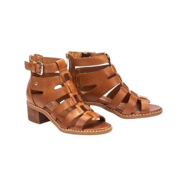 PIKOLINOS Blanes Heeled Block Sandals With Zipper Brandy/Brown Size 9-9.5 - Picture 3 of 12